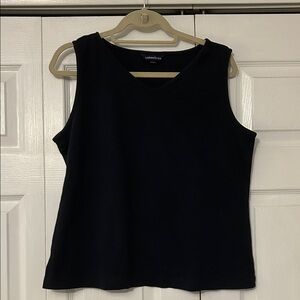 Lands' End Black Sleeveless V-Neck Tank